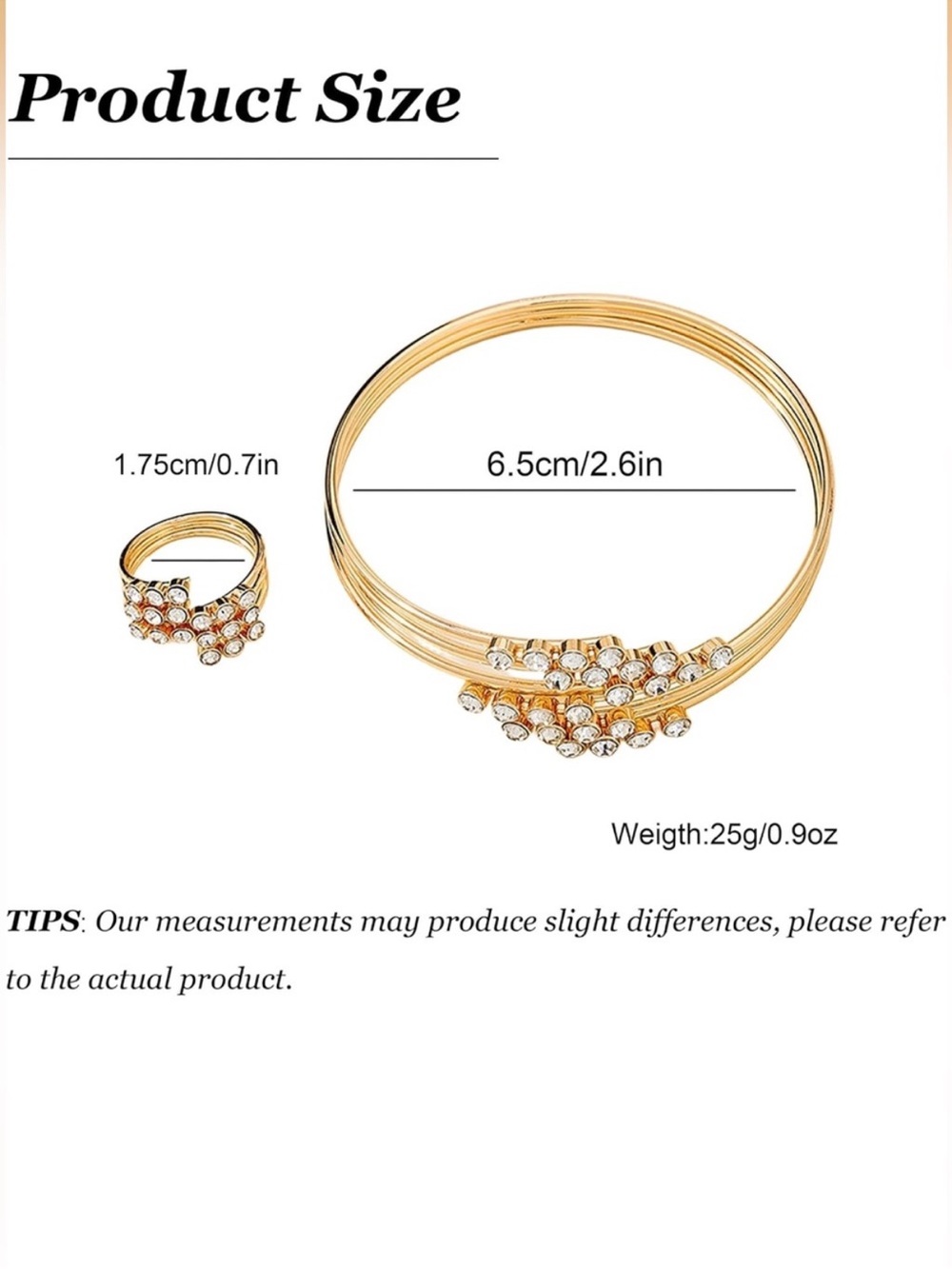 Gold Crystal Cluster Bracelet and Ring Set - Picture 4 of 4